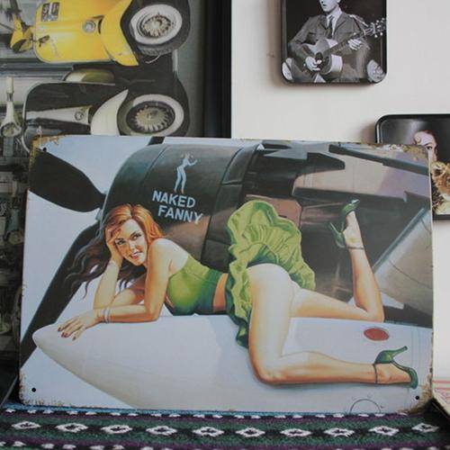 1950's pin up girl metal wall sign 20 x 30cm